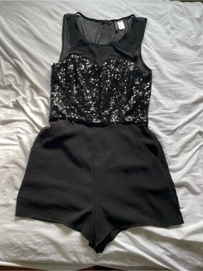 Black Sequin Waist Evening Dress